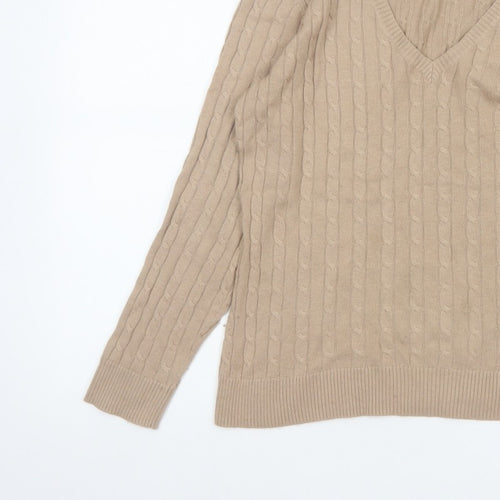 Jack Murphy Women’s Beige UK 14 Cable Knit V-Neck Jumper