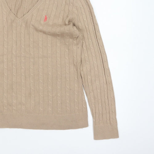 Jack Murphy Women’s Beige UK 14 Cable Knit V-Neck Jumper