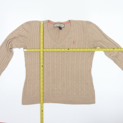 Jack Murphy Women’s Beige UK 14 Cable Knit V-Neck Jumper