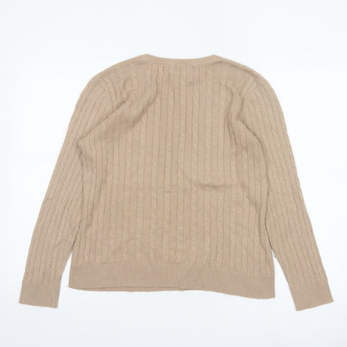 Jack Murphy Women’s Beige UK 14 Cable Knit V-Neck Jumper