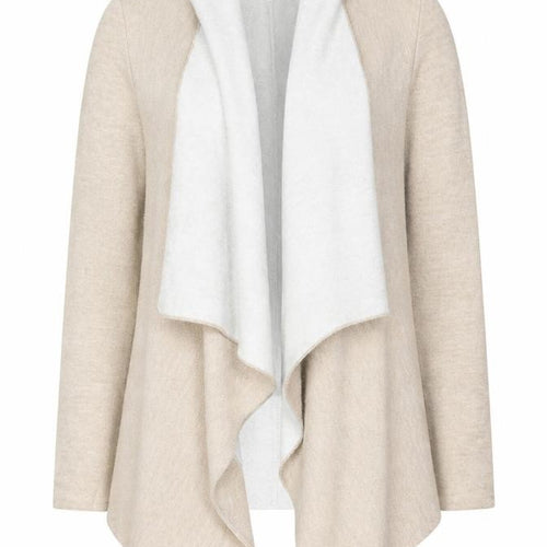Zara Women Beige S Open Front Waterfall Knit Cardigan Long Sleeve