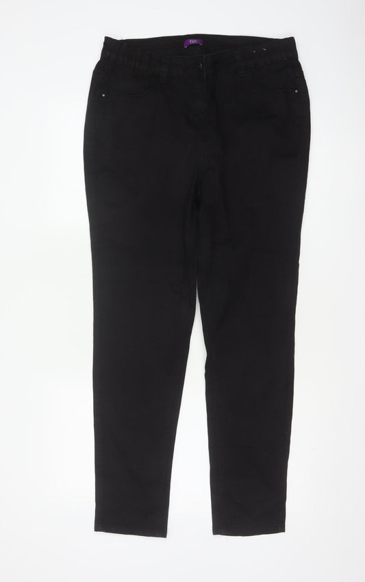 F&F Women Black UK 16 Straight Leg Stretch Jeans Mid Rise