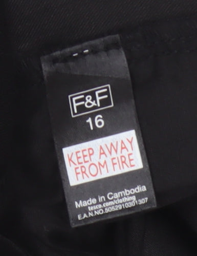 F&F Women Black UK 16 Straight Leg Stretch Jeans Mid Rise