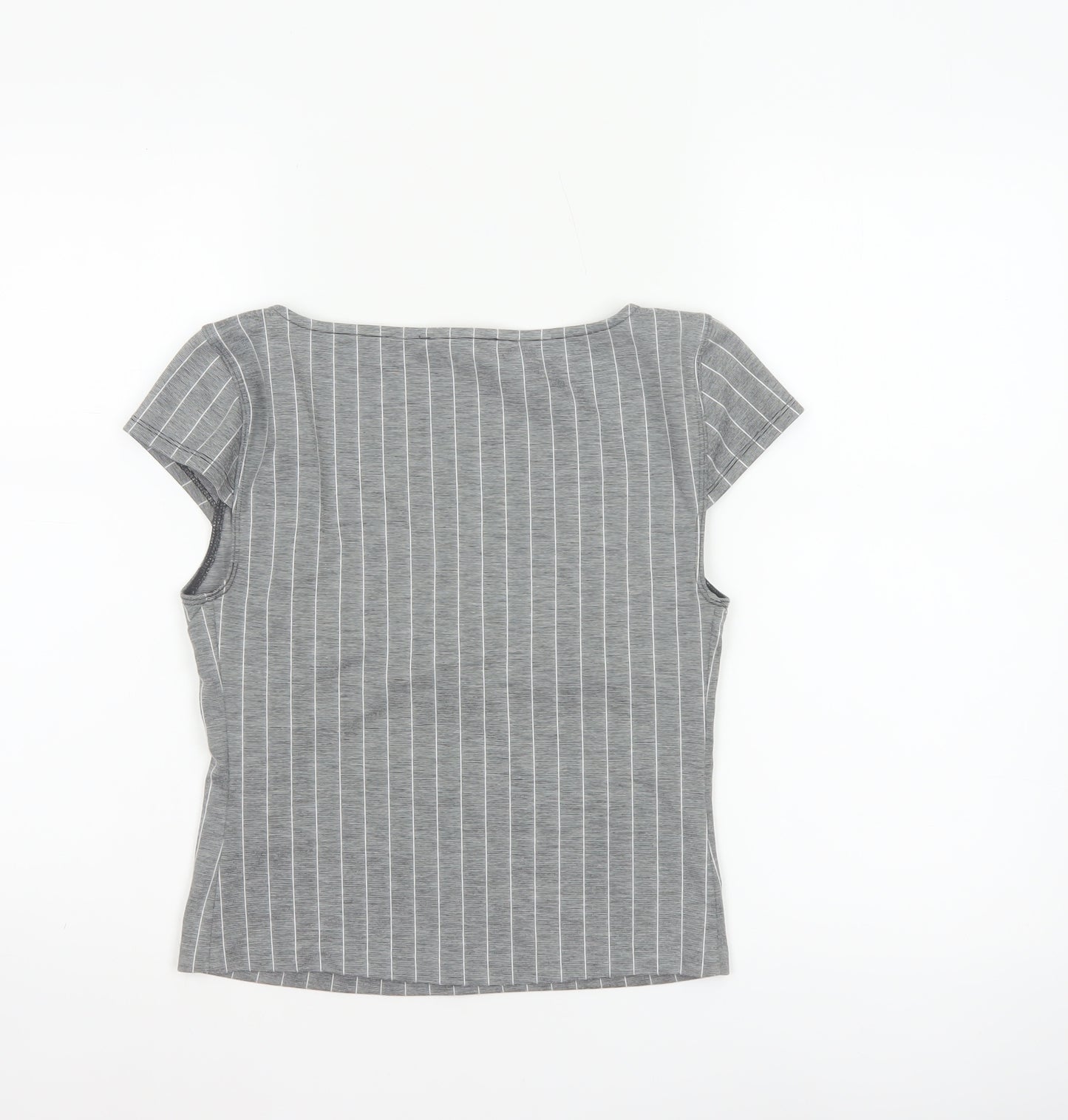 Silence + Noise Women Grey Striped Wrap Jersey Blouse Size S