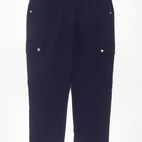 Enrico Women Blue Size 12 Straight Leg Stretch Cargo Trousers