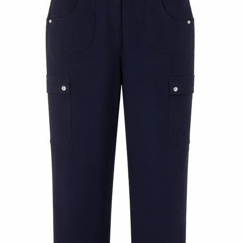 Enrico Women Blue Size 12 Straight Leg Stretch Cargo Trousers