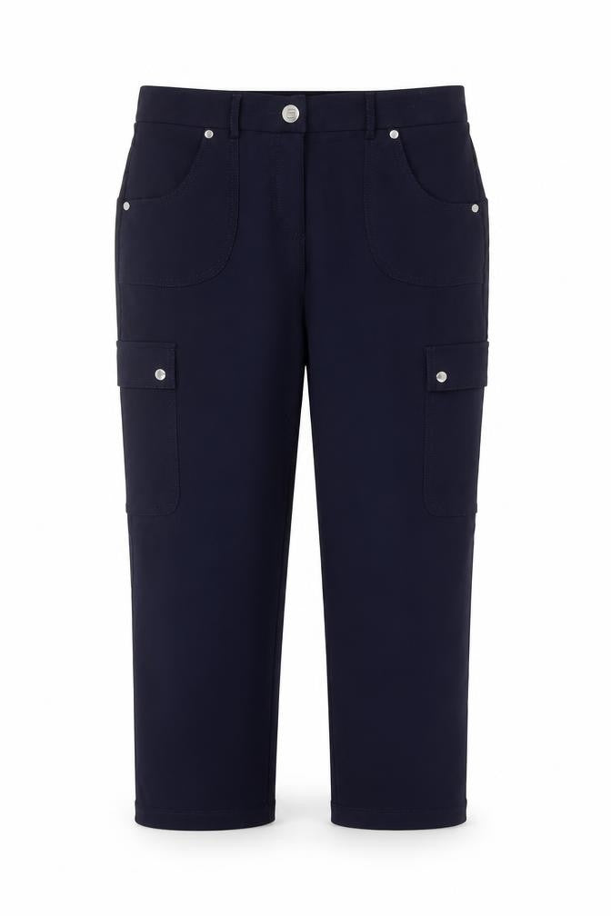 Enrico Women Blue Size 12 Straight Leg Stretch Cargo Trousers