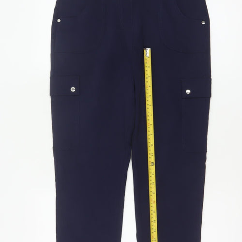 Enrico Women Blue Size 12 Straight Leg Stretch Cargo Trousers