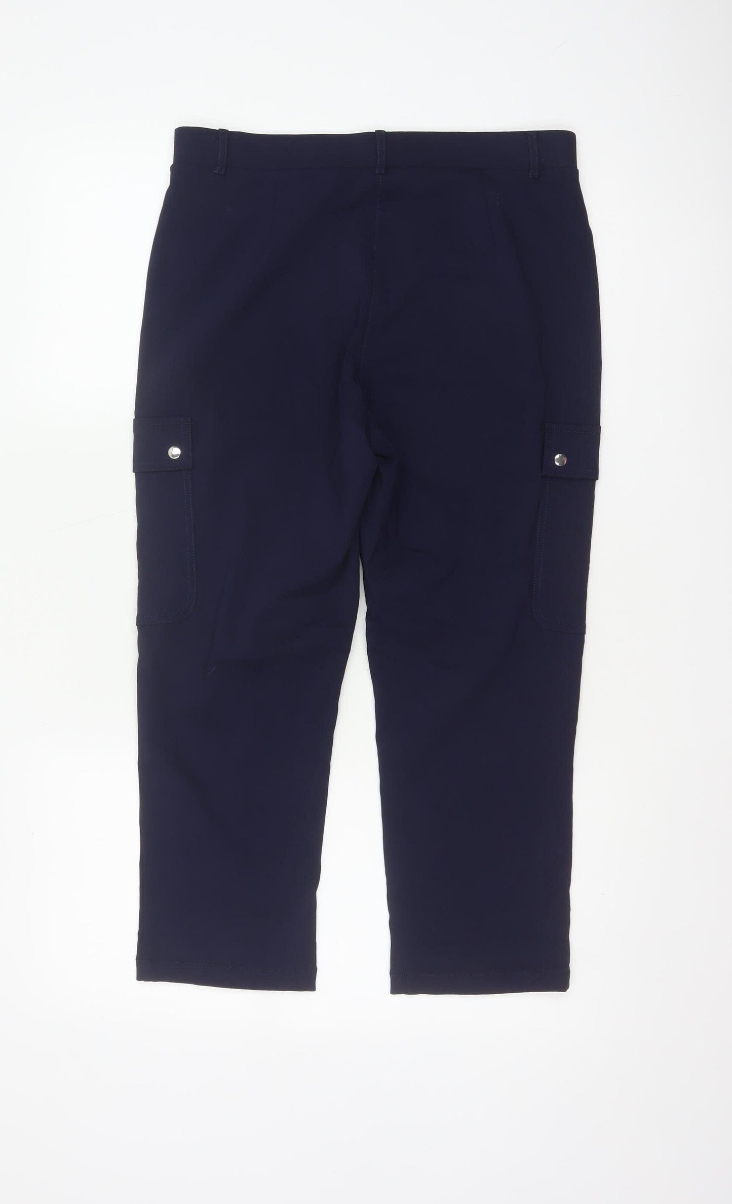 Enrico Women Blue Size 12 Straight Leg Stretch Cargo Trousers