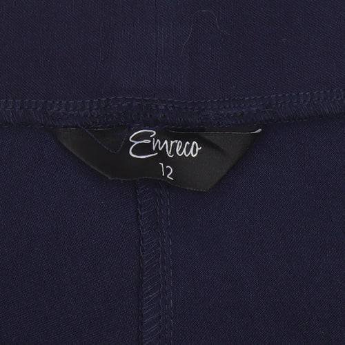 Enrico Women Blue Size 12 Straight Leg Stretch Cargo Trousers