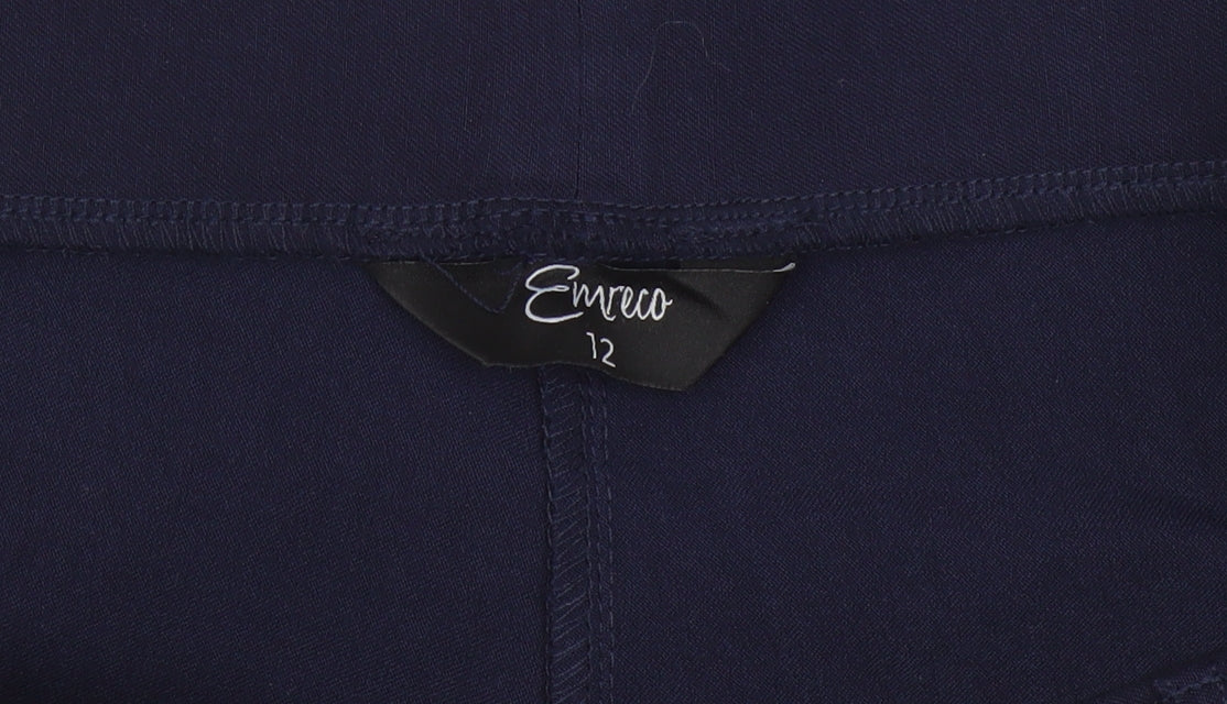Enrico Women Blue Size 12 Straight Leg Stretch Cargo Trousers