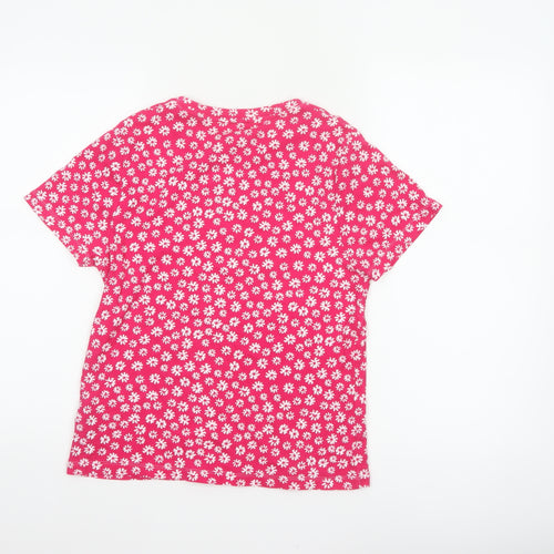 Marks and Spencer Women Pink Floral Cotton Jersey T-Shirt UK 14