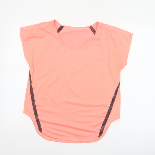 Dunnes Stores Women Coral UK 10 Stretch Scoop Neck Colourblock T-Shirt