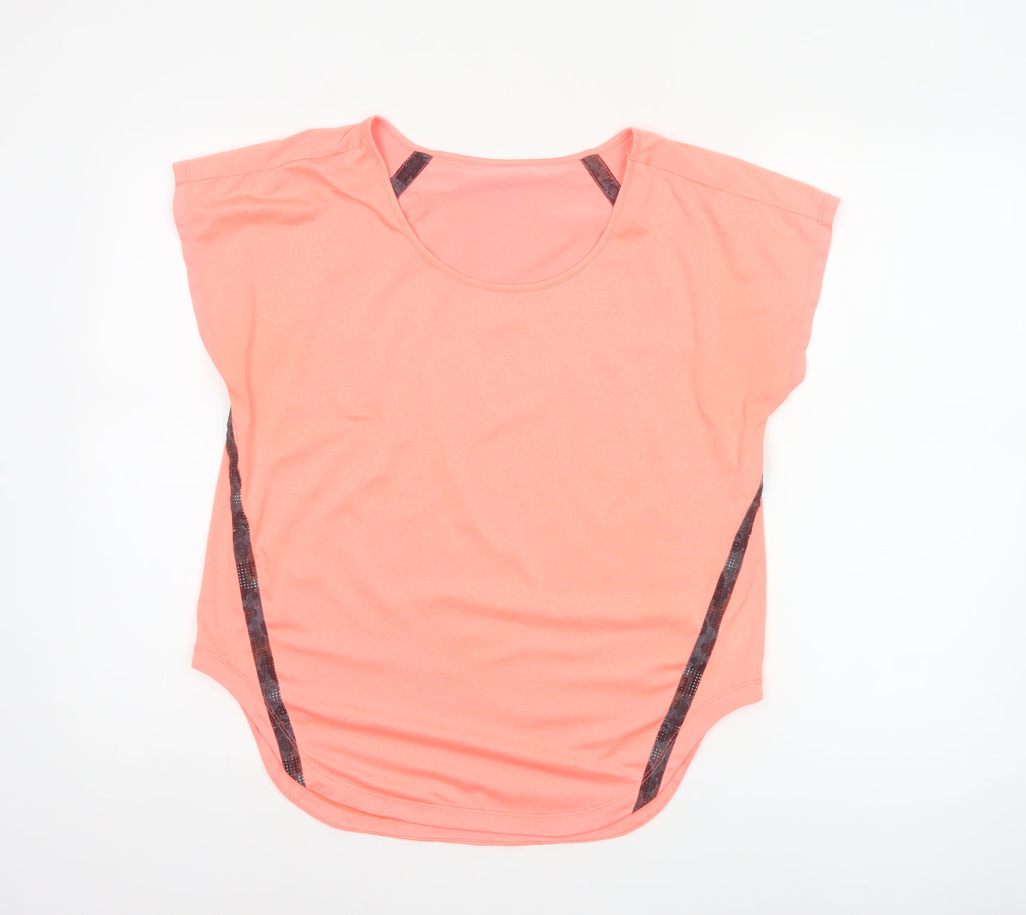 Dunnes Stores Women Coral UK 10 Stretch Scoop Neck Colourblock T-Shirt