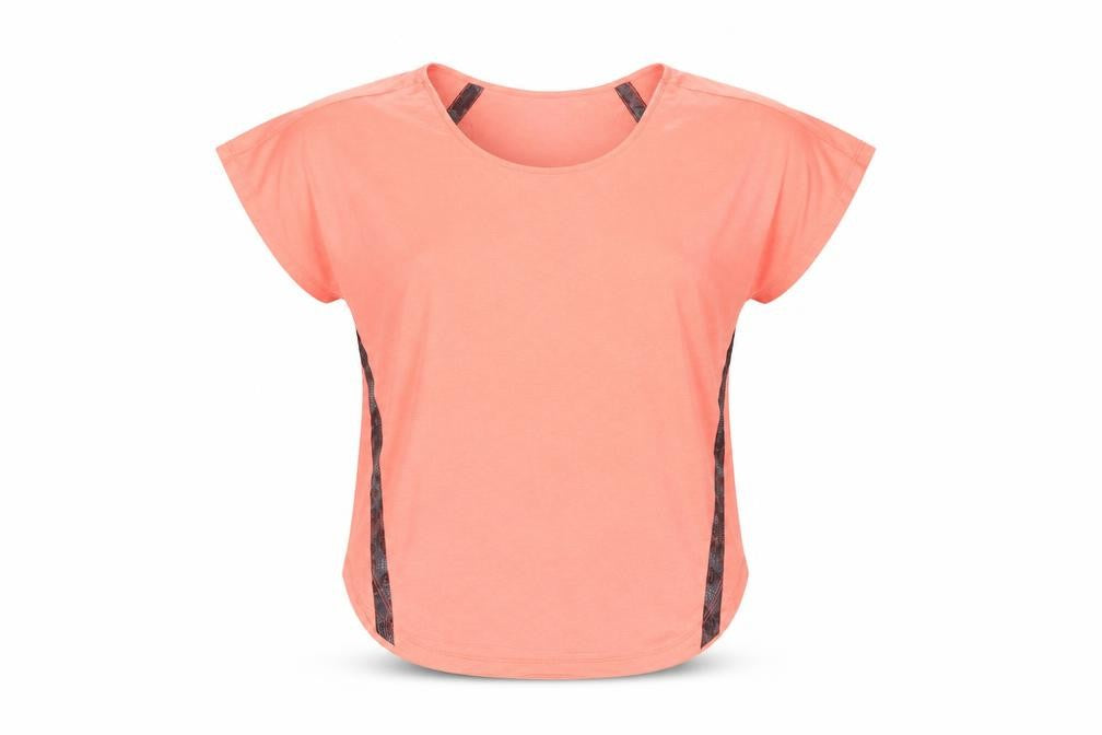 Dunnes Stores Women Coral UK 10 Stretch Scoop Neck Colourblock T-Shirt