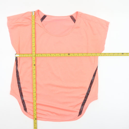 Dunnes Stores Women Coral UK 10 Stretch Scoop Neck Colourblock T-Shirt