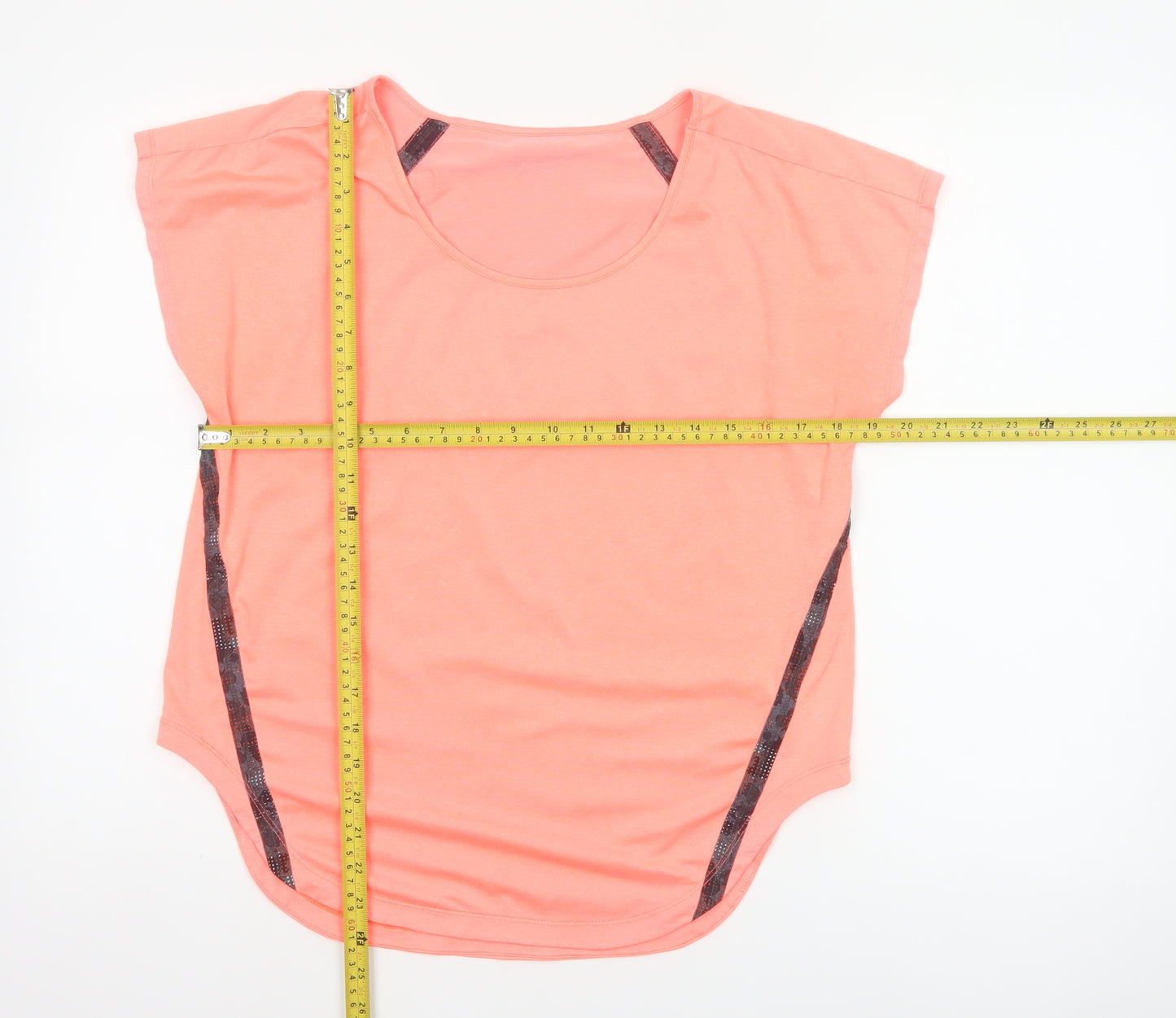 Dunnes Stores Women Coral UK 10 Stretch Scoop Neck Colourblock T-Shirt