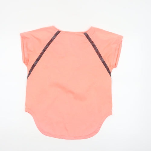 Dunnes Stores Women Coral UK 10 Stretch Scoop Neck Colourblock T-Shirt