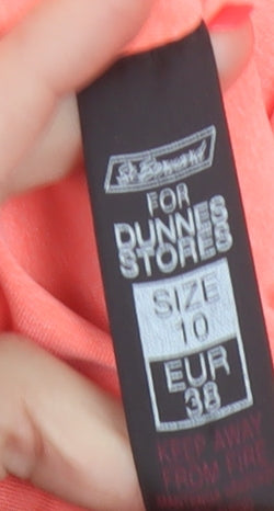 Dunnes Stores Women Coral UK 10 Stretch Scoop Neck Colourblock T-Shirt