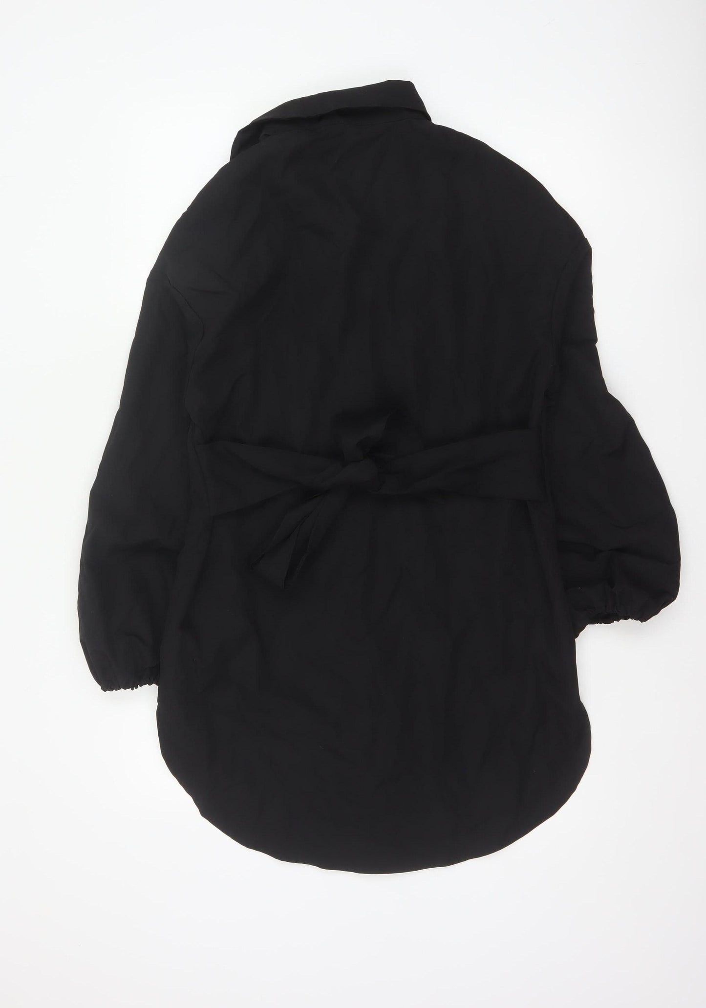 PrettyLittleThing Women Black UK 8 Shirt Dress Balloon Sleeve Belted
