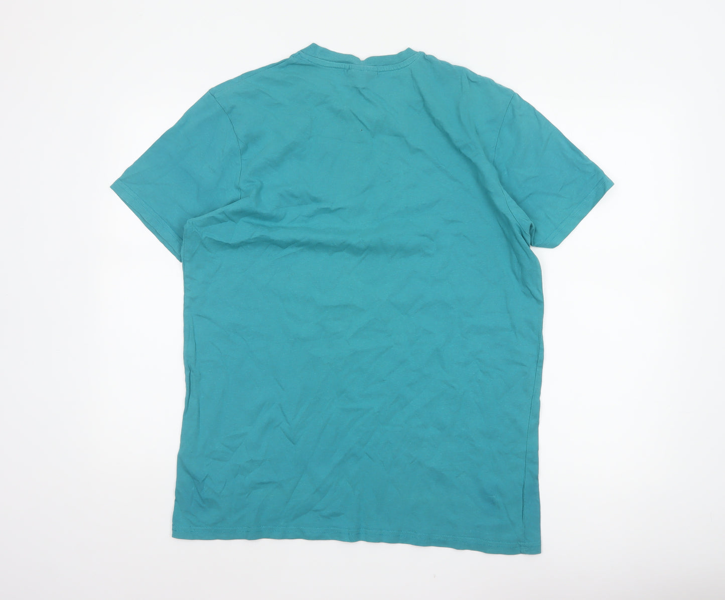 McKenzie Mens Blue L Logo Crew Neck Short Sleeve Cotton T-Shirt