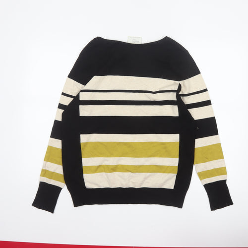 Wallis Women’s Black Multicoloured UK 16 Petite Striped Button Jumper