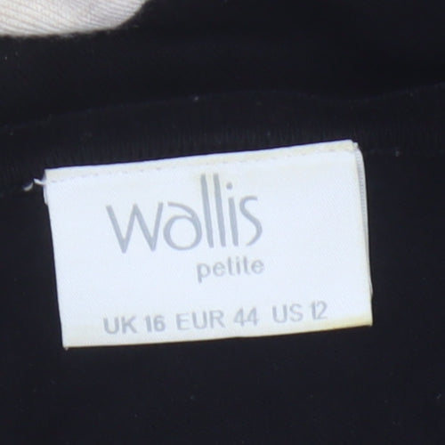 Wallis Women’s Black Multicoloured UK 16 Petite Striped Button Jumper