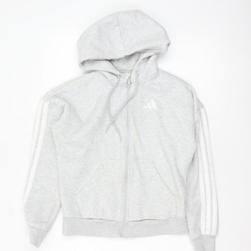 Adidas Women’s Grey XS Full Zip Hooded Logo Hoodie