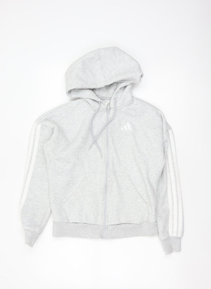 Adidas Women’s Grey XS Full Zip Hooded Logo Hoodie