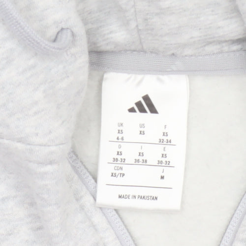 Adidas Women’s Grey XS Full Zip Hooded Logo Hoodie