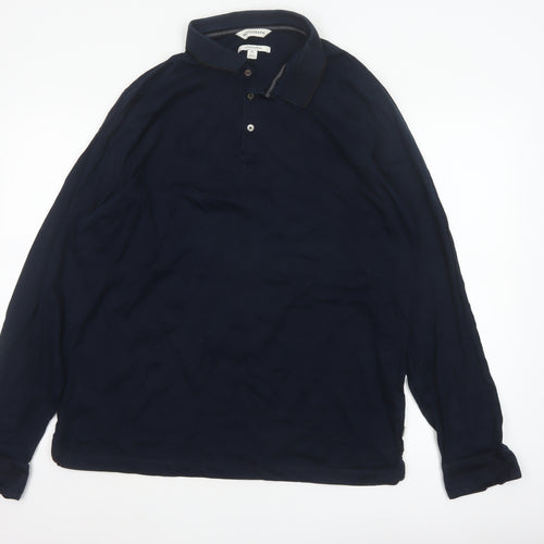 Autograph Mens Blue XL Supima Cotton Long Sleeve Polo Shirt