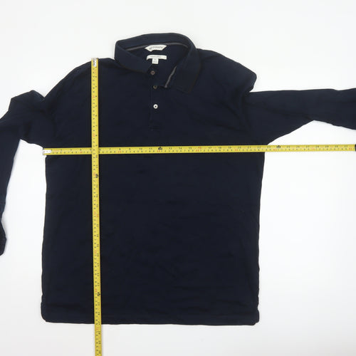 Autograph Mens Blue XL Supima Cotton Long Sleeve Polo Shirt