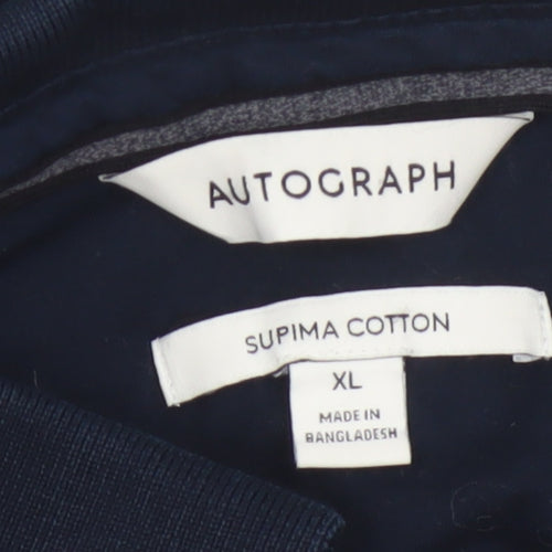 Autograph Mens Blue XL Supima Cotton Long Sleeve Polo Shirt