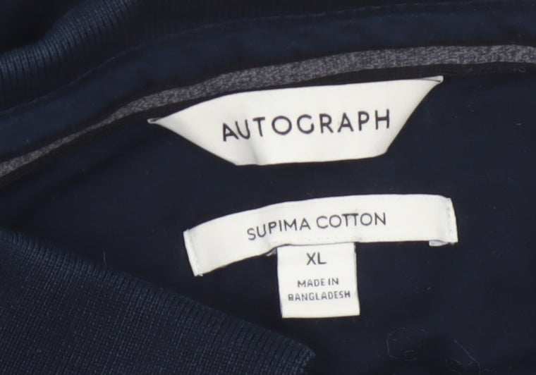 Autograph Mens Blue XL Supima Cotton Long Sleeve Polo Shirt