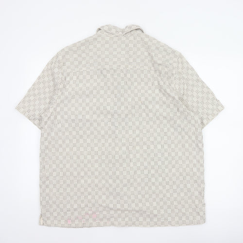 The Stronghold Men’s Beige XL Regular Fit Cotton Linen Stripe Shirt