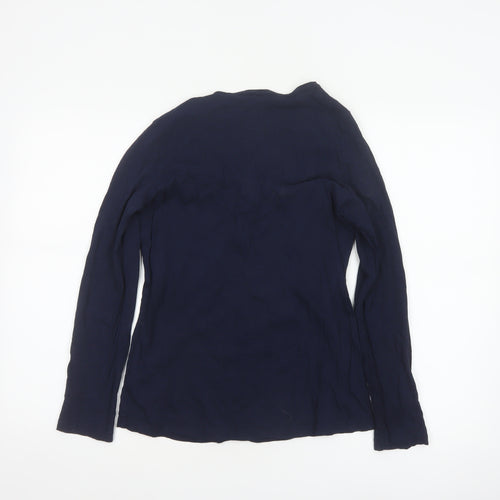 Marks and Spencer Women Blue UK 10 Cotton Lace V-Neck Blouse
