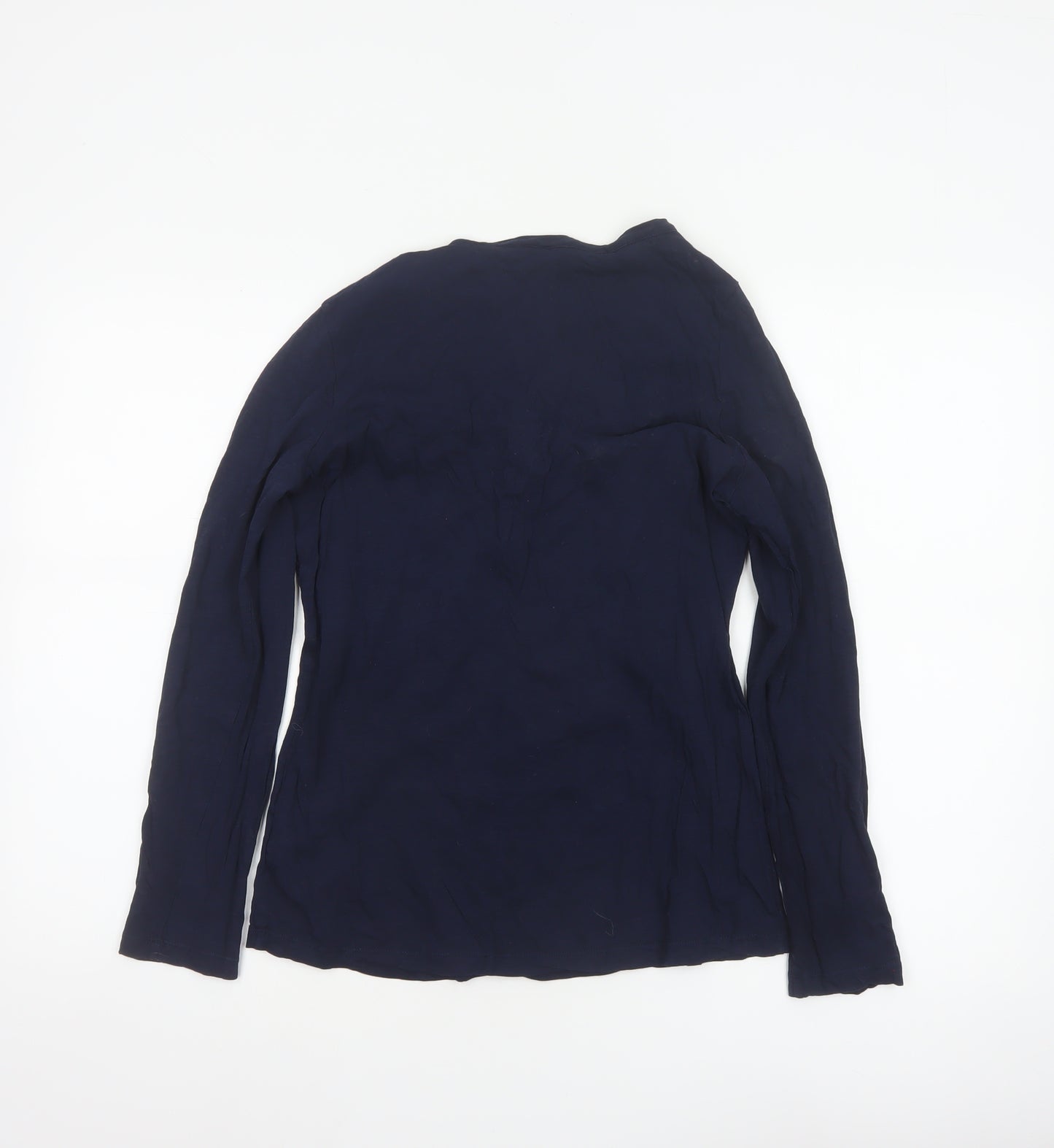 Marks and Spencer Women Blue UK 10 Cotton Lace V-Neck Blouse