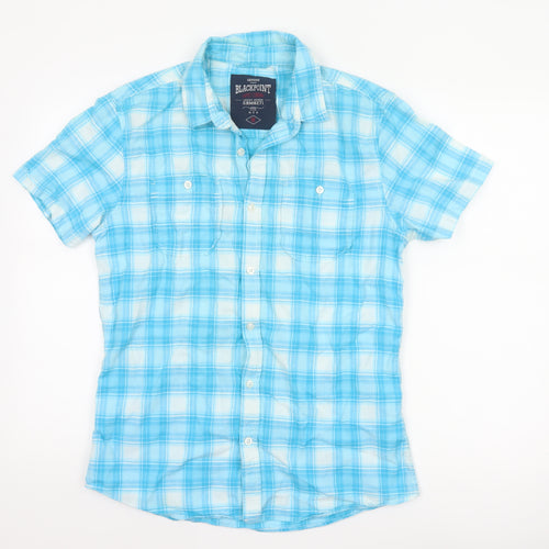 Blackpoint Men’s Blue Check Cotton Short Sleeve Button-Up Shirt M