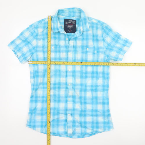 Blackpoint Men’s Blue Check Cotton Short Sleeve Button-Up Shirt M