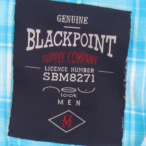 Blackpoint Men’s Blue Check Cotton Short Sleeve Button-Up Shirt M