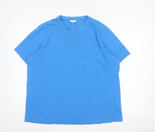 Cotton Traders Men Blue L Cotton Crew Neck Short Sleeve Logo T-Shirt