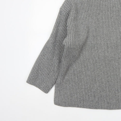 H&M Women’s Grey S Ribbed Roll Neck Long Sleeve Pullover Jumper