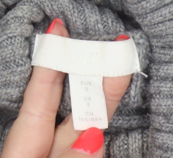 H&M Women’s Grey S Ribbed Roll Neck Long Sleeve Pullover Jumper