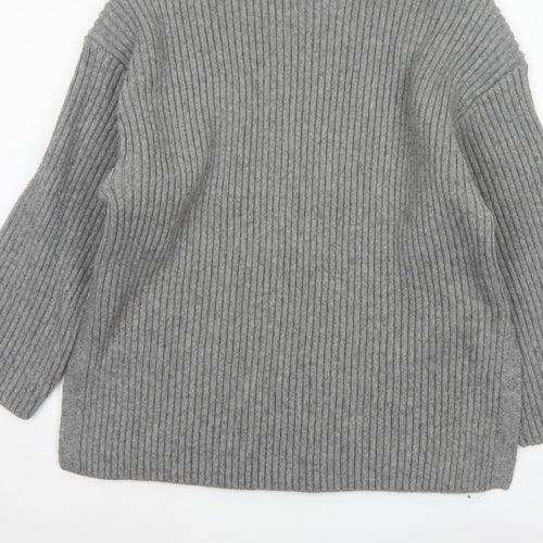 H&M Women’s Grey S Ribbed Roll Neck Long Sleeve Pullover Jumper