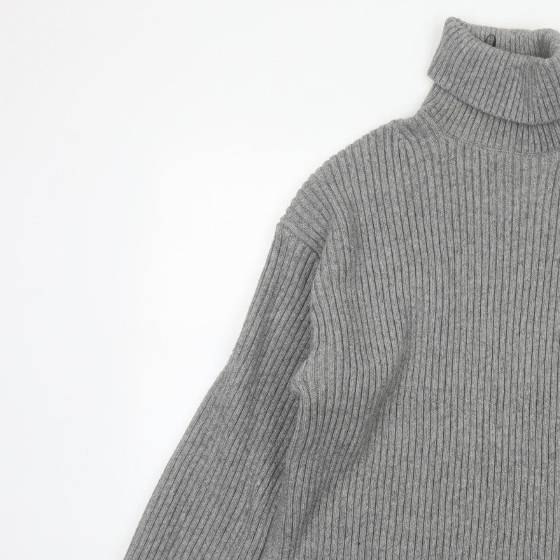H&M Women’s Grey S Ribbed Roll Neck Long Sleeve Pullover Jumper