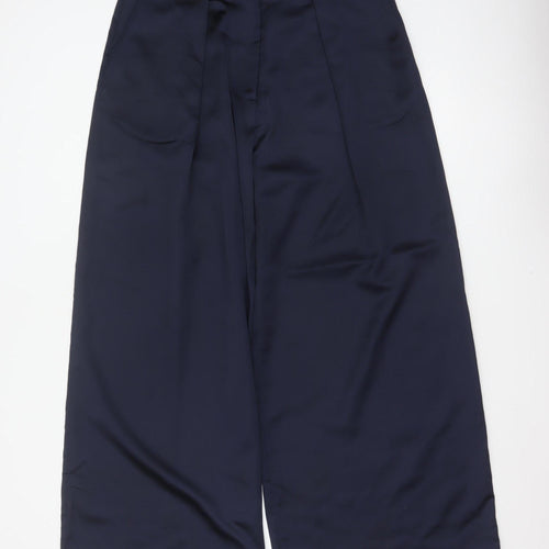 Finery Women Blue UK 14 High Rise Cropped Wide Leg Trousers