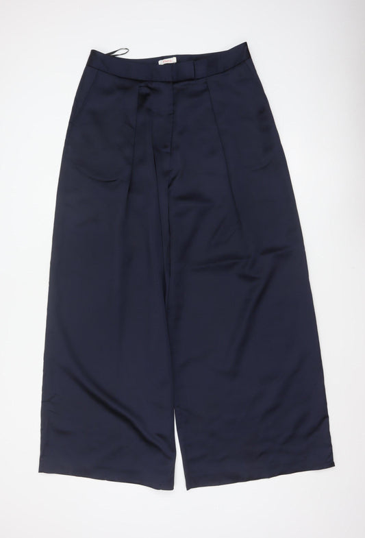 Finery Women Blue UK 14 High Rise Cropped Wide Leg Trousers