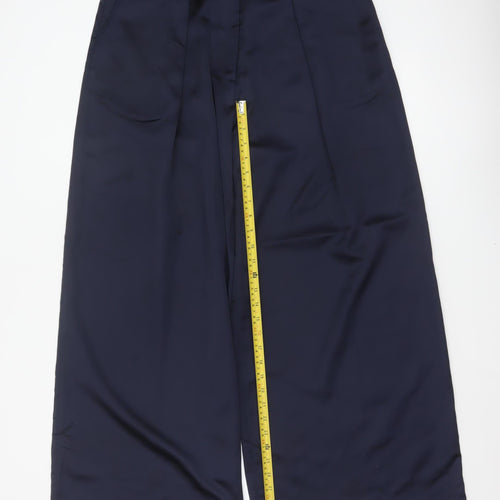 Finery Women Blue UK 14 High Rise Cropped Wide Leg Trousers