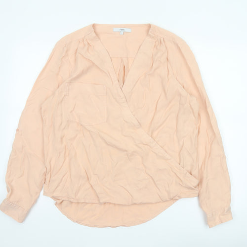 Next Women Pink UK 16 Wrap V-Neck Long Sleeve Lyocell Blouse