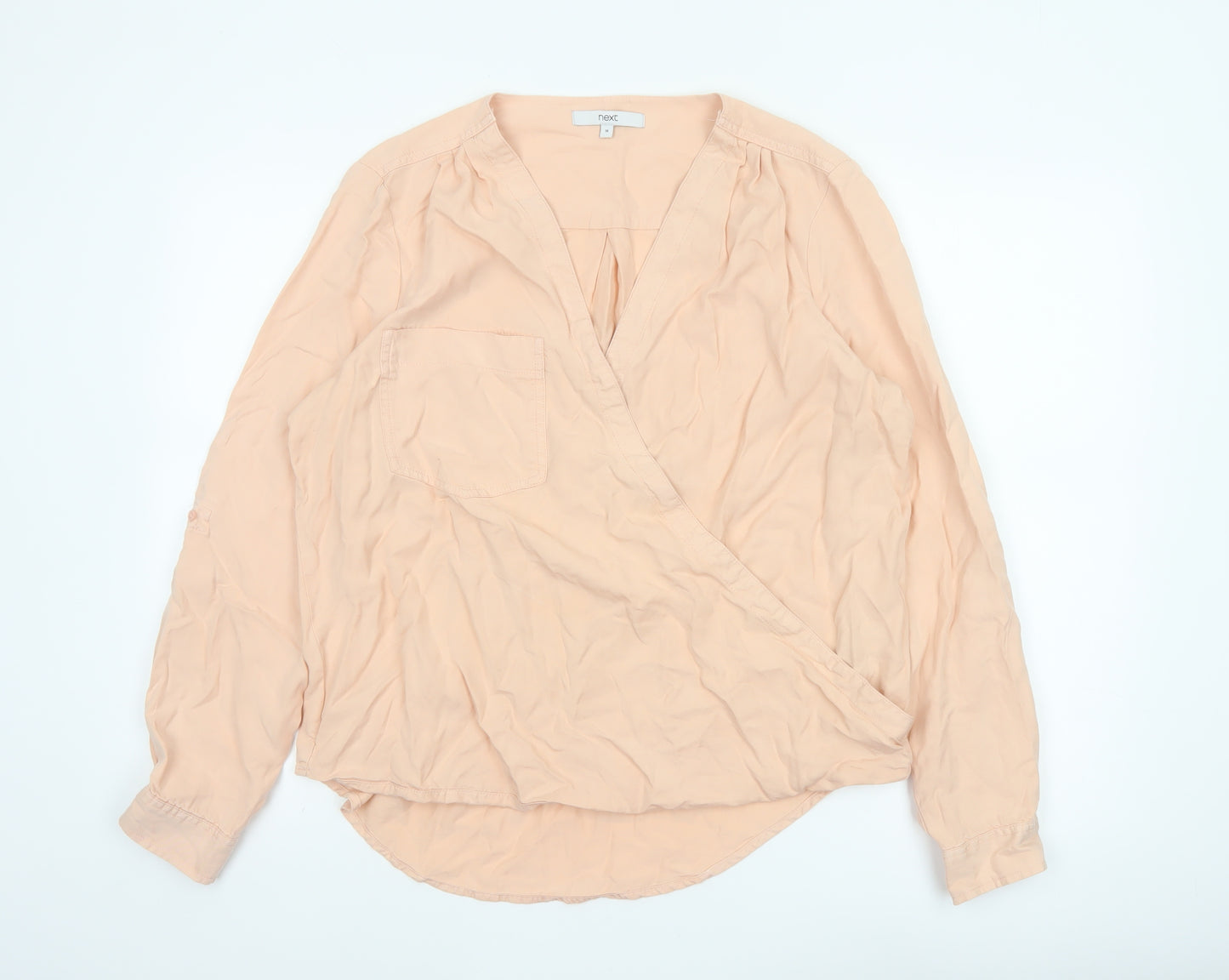 Next Women Pink UK 16 Wrap V-Neck Long Sleeve Lyocell Blouse